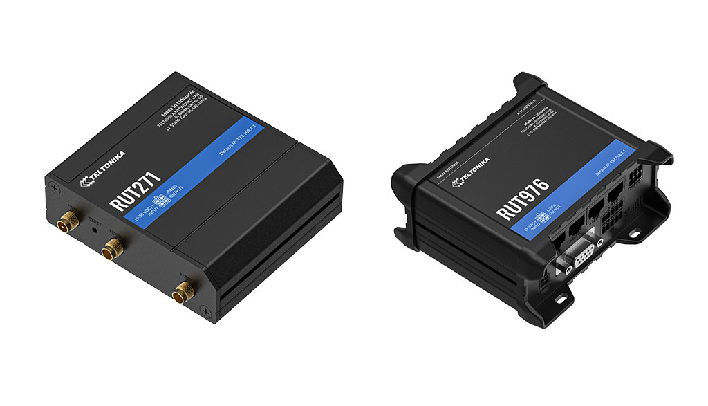 Teltonika 5G RedCap-Router Modelle RUT271 und RUT976 für industrielle IoT-Anwendungen.