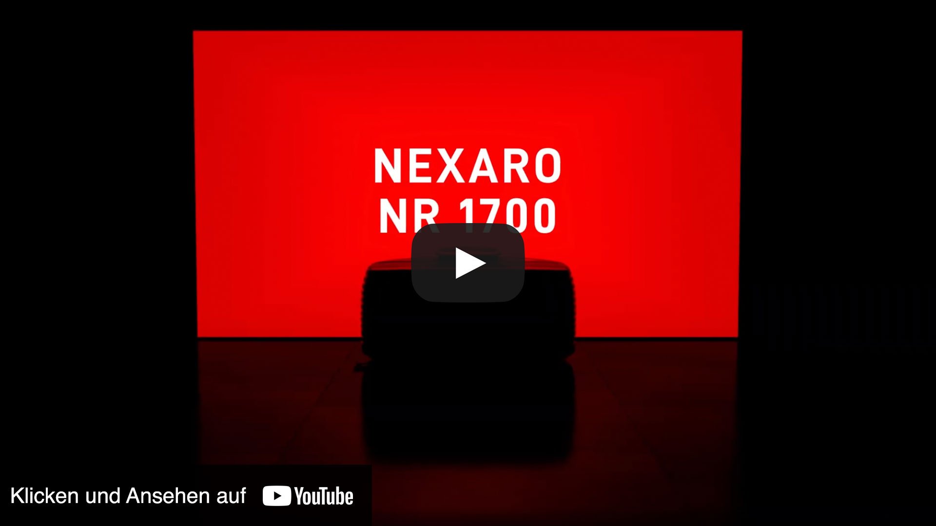 Vorschaubild des Nexaro NR 1700 Videos mit rotem Hintergrund und Produkt-Silhouette – verlinkt auf YouTube.