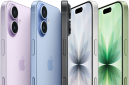 iPhone 17, Vorderansicht, Rückansicht, Seitenansicht, fünf Farben: Lavendel, Nebelblau, Schwarz, Weiß und Salbei.
