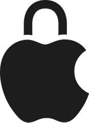 Das Apple-Logo als Schloss, um die integrierte Privatsphäre und Sicherheit als Synonym für Apple darzustellen.