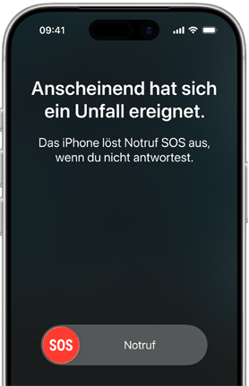 iPhone 17 Pro, Vorderseite, das Display zeigt die Verbindung zum Satelliten