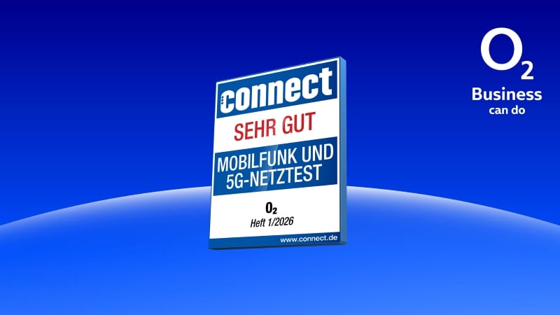 Das Testsiegel der Fachzeitschrift connect mit der Note „sehr gut“ für das Mobilfunknetz von o2 Telefónica.