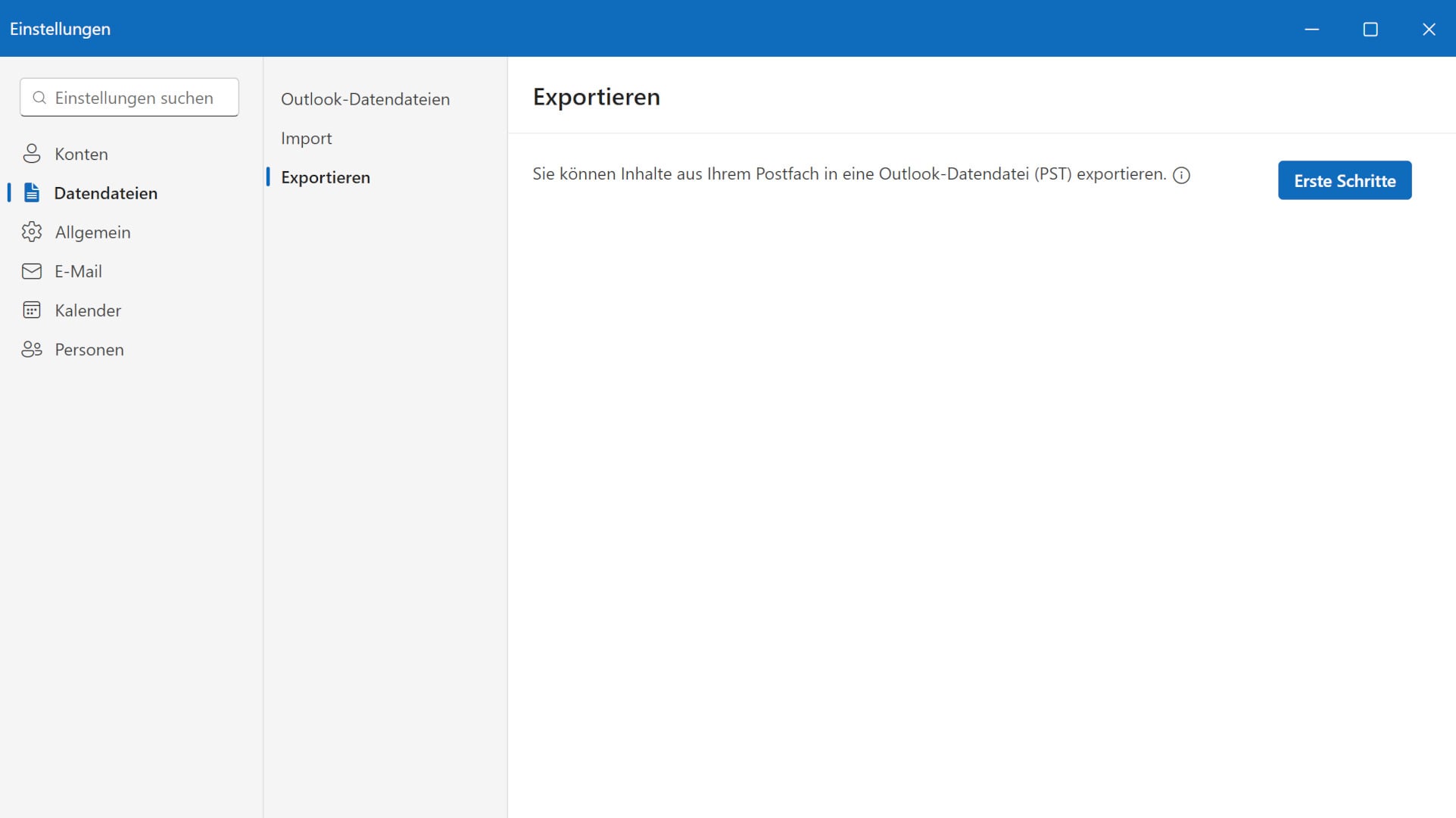 Screenshot: E-Mail-Sicherung im neuen Outlook
