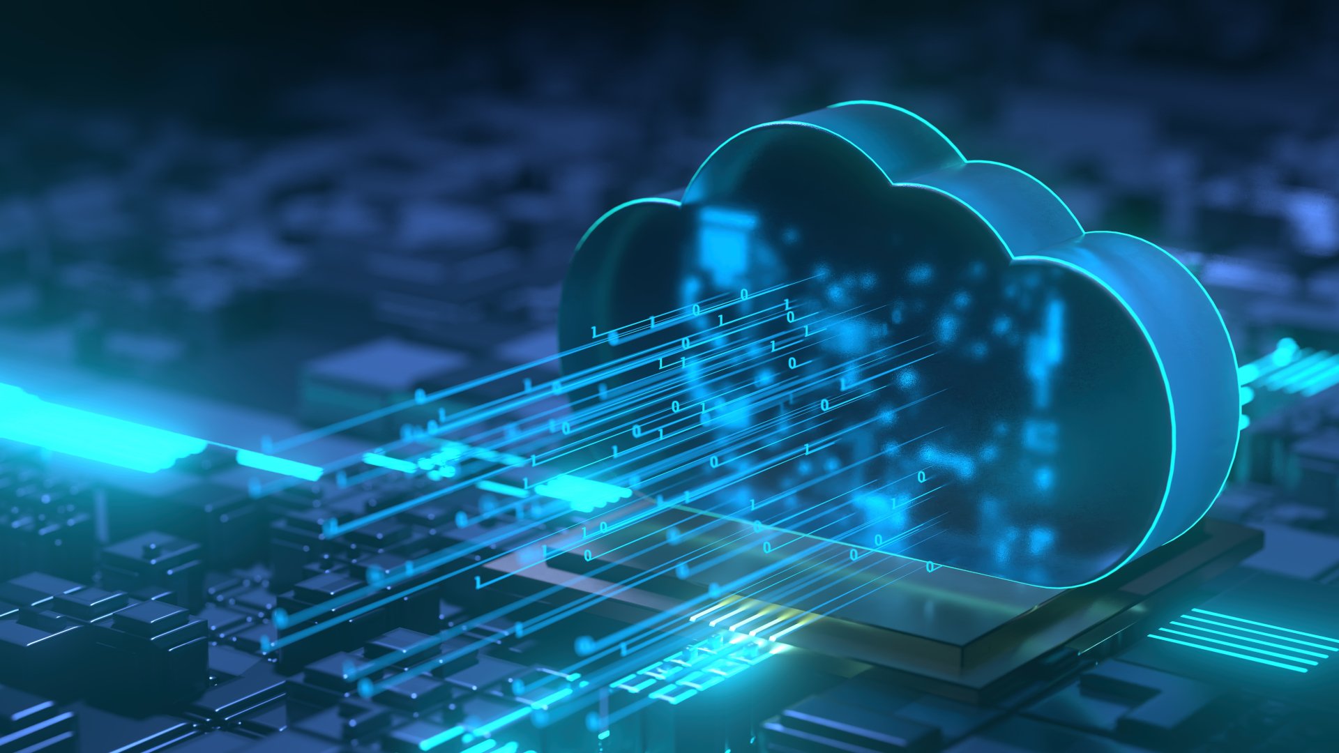 Grafische Darstellung einer Wolke aus der Binärcode austritt