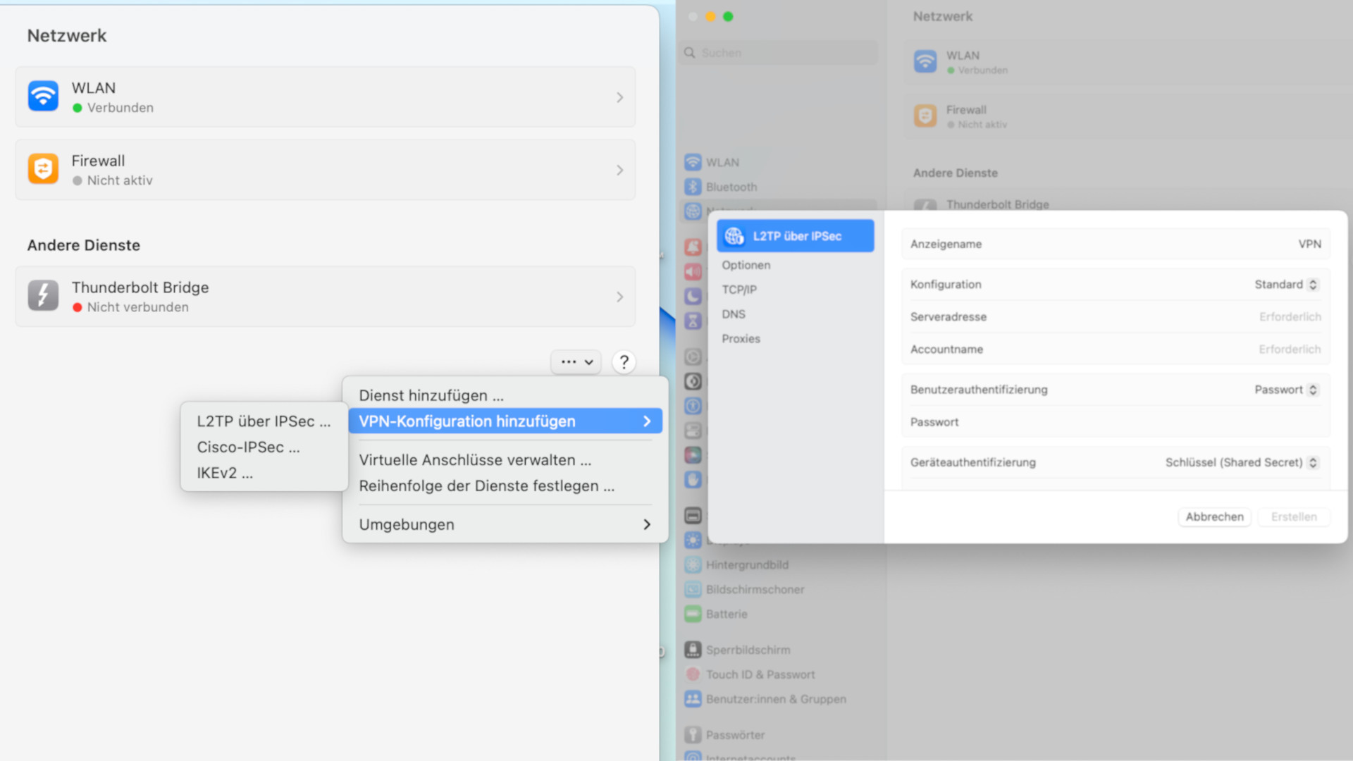 VPN verbinden als Screenshot von MacOS-Menü