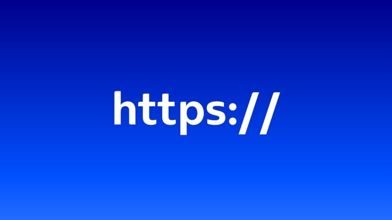 HTTPS: Weiße Schrift auf blauem Hintergrund