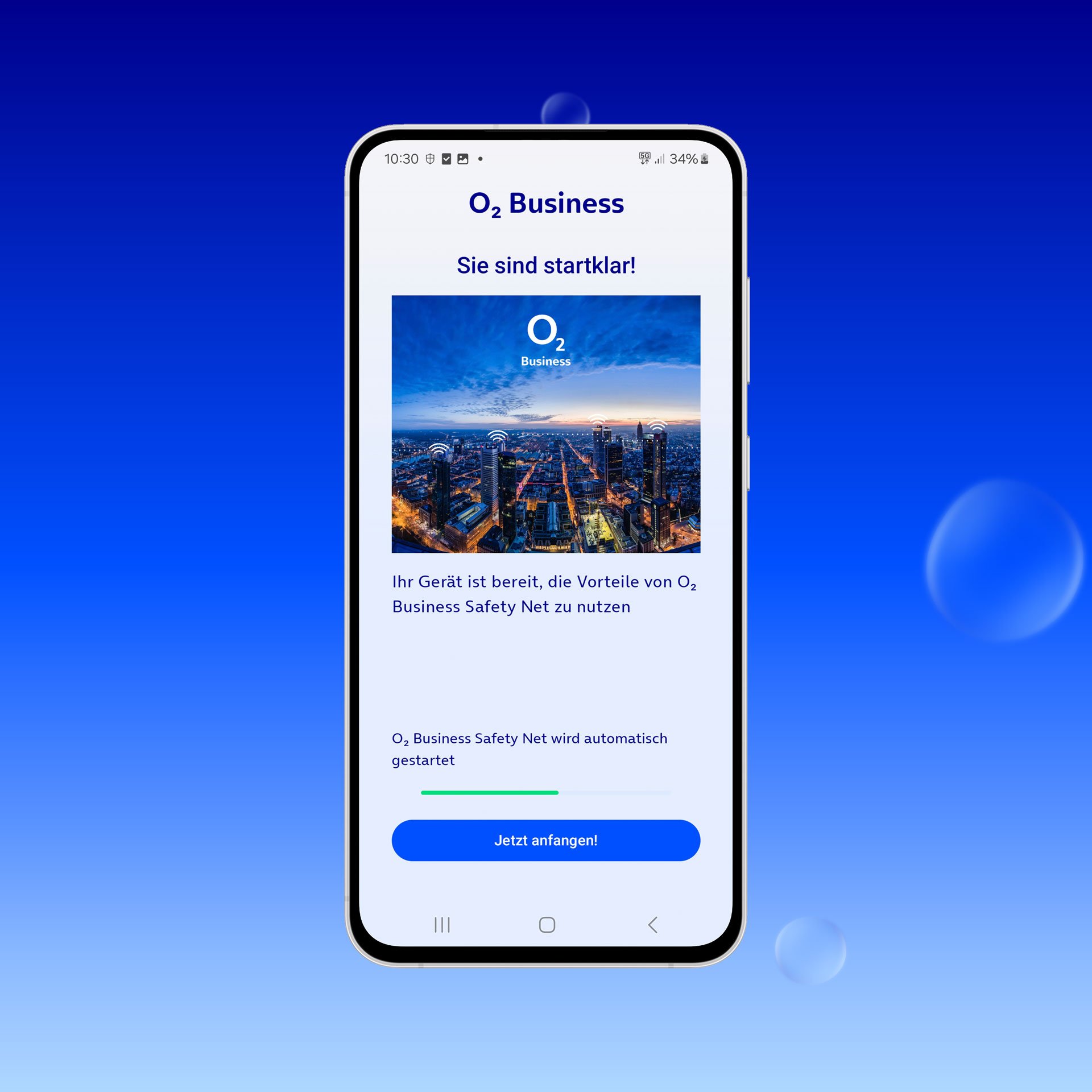 Ein Screenshot der o2 Business Safety-Net App.